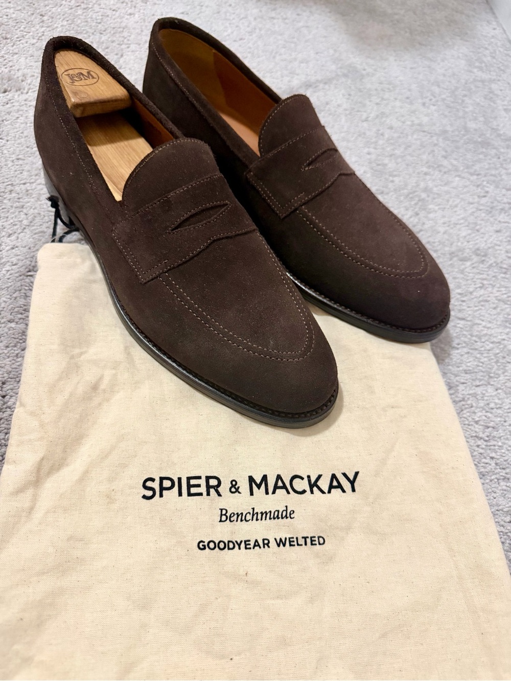 Brown Suede Penny Loafers by Spier&Mackay